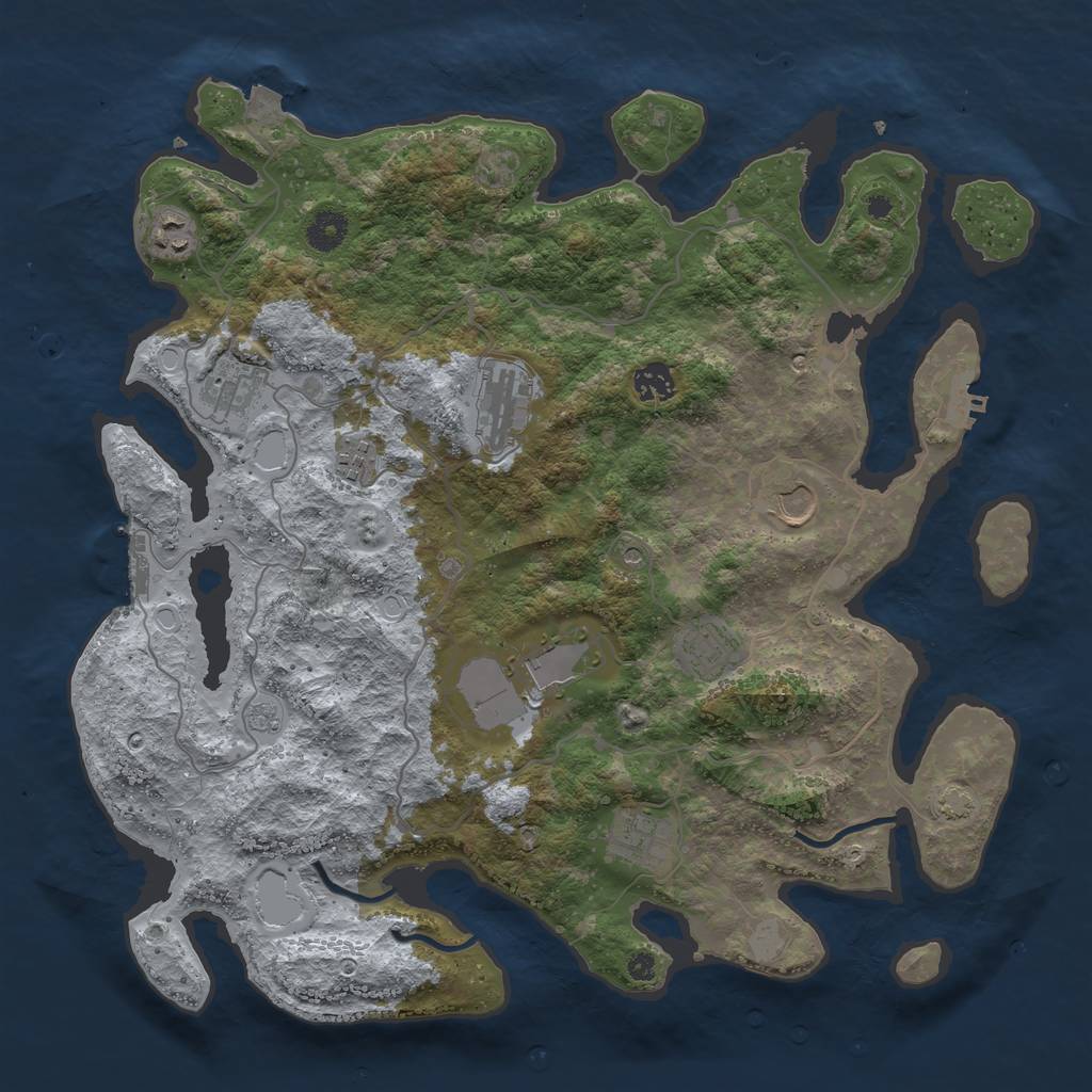 Rust Map: Procedural Map, Size: 4000, Seed: 995053543, 17 Monuments