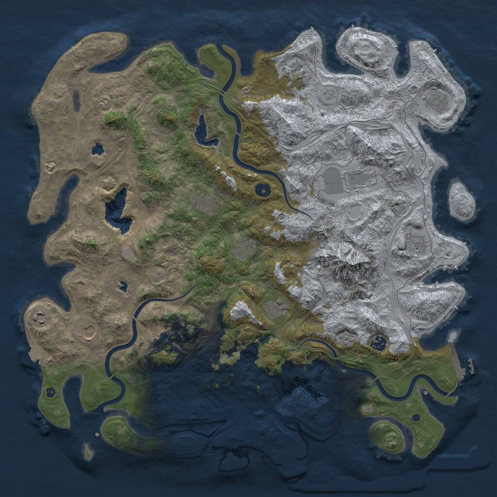 Rust Map: Procedural Map, Size: 5000, Seed: 10623, 17 Monuments