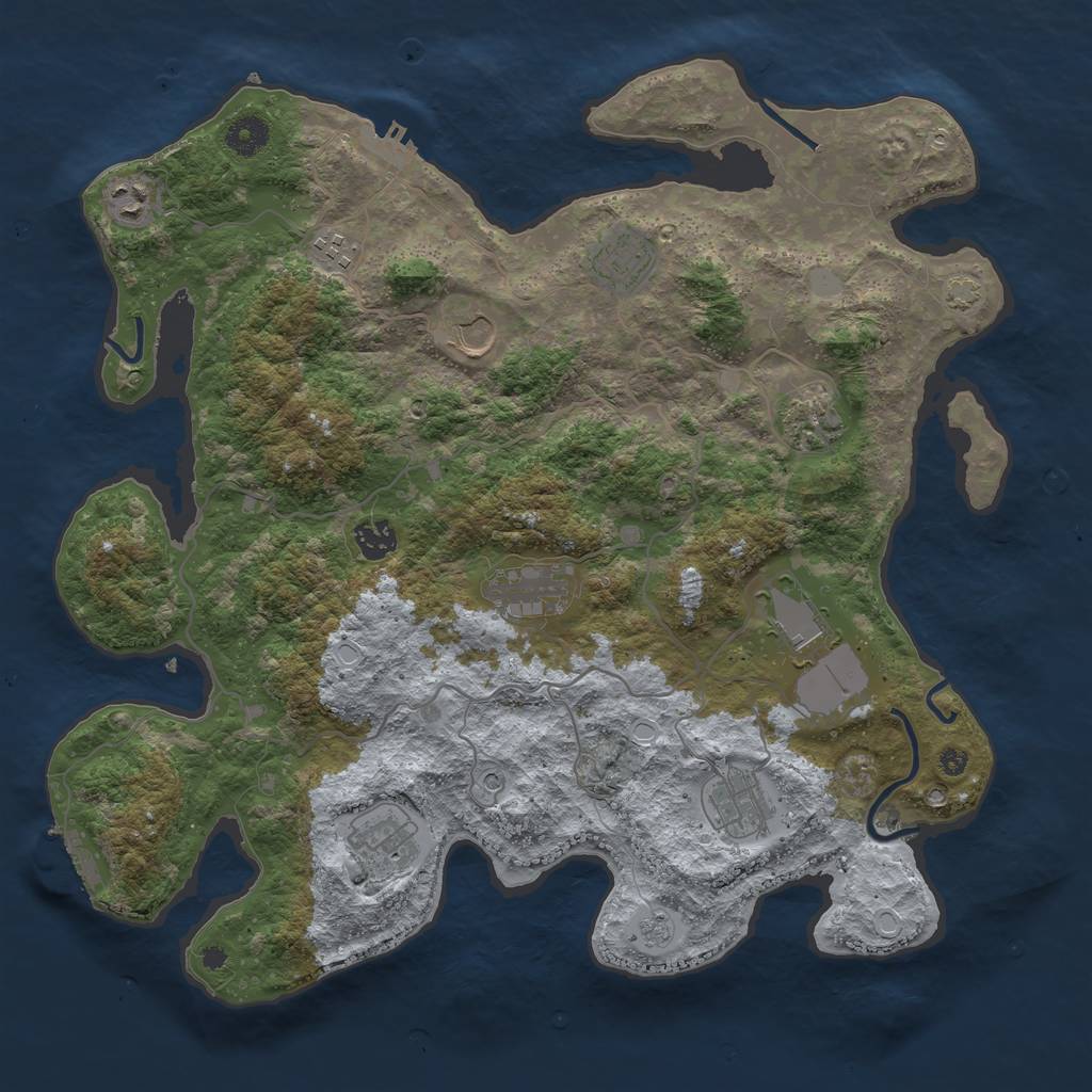Rust Map: Procedural Map, Size: 4000, Seed: 2133609057, 18 Monuments
