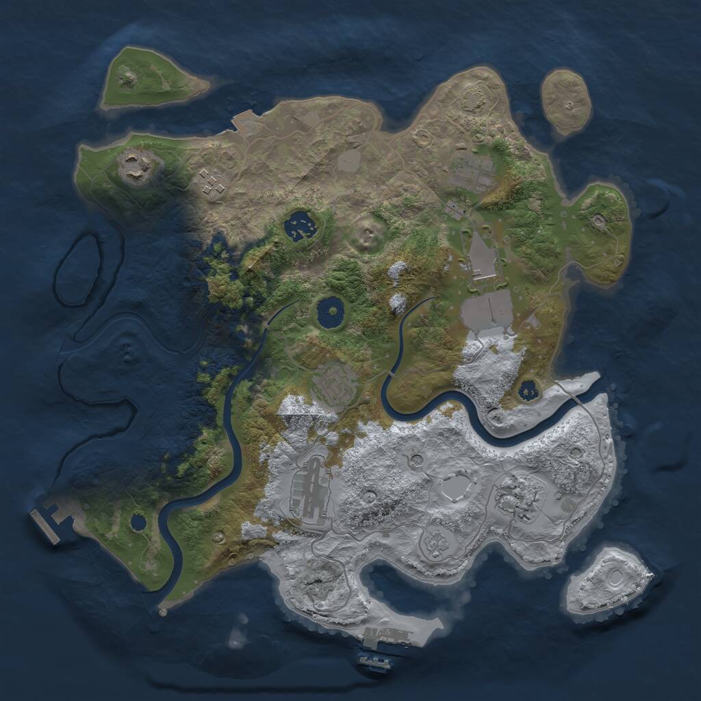 Rust Map: Procedural Map, Size: 3500, Seed: 810634908, 14 Monuments