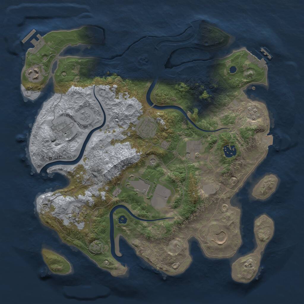 Rust Map: Procedural Map, Size: 3500, Seed: 71183670, 15 Monuments