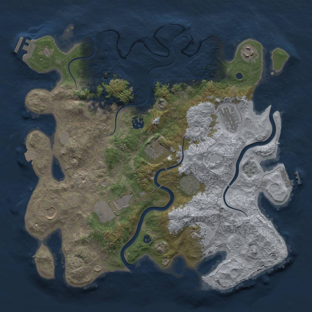 Rust Map: Procedural Map, Size: 3800, Seed: 764051316, 16 Monuments