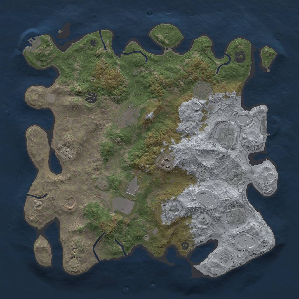 Rust Map: Procedural Map, Size: 3800, Seed: 764051316, 18 Monuments