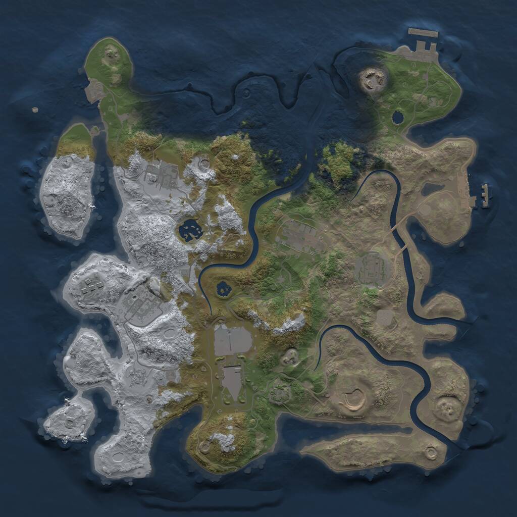 Rust Map: Procedural Map, Size: 3500, Seed: 499393, 15 Monuments