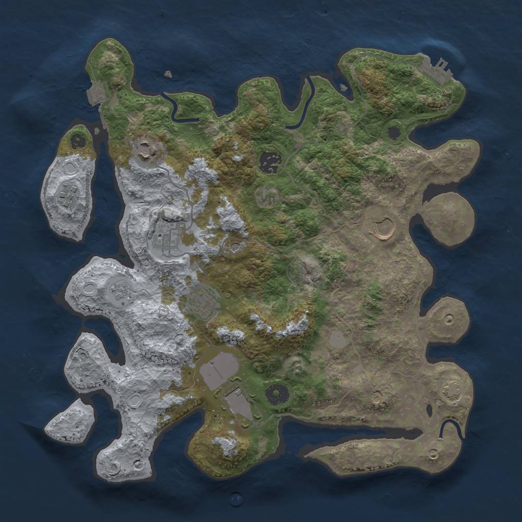 Rust Map: Procedural Map, Size: 3500, Seed: 499393, 14 Monuments