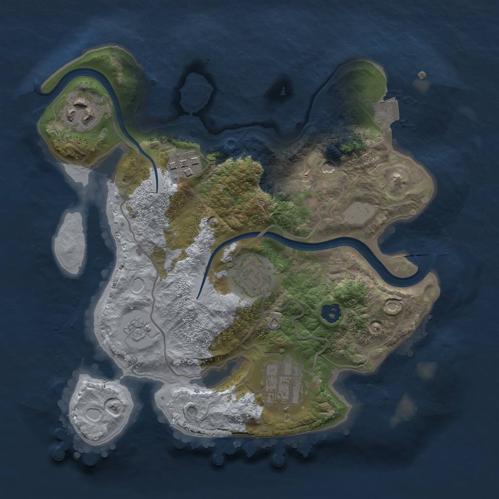 Rust Map: Procedural Map, Size: 2500, Seed: 1774634539, 7 Monuments