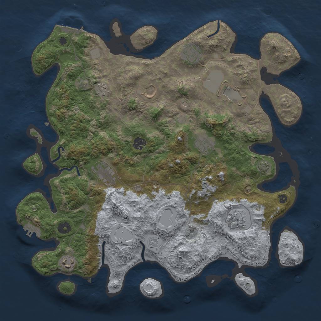 Rust Map: Procedural Map, Size: 3800, Seed: 15062023, 17 Monuments