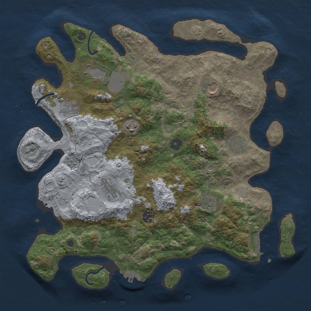 Rust Map: Procedural Map, Size: 3950, Seed: 557282710, 17 Monuments