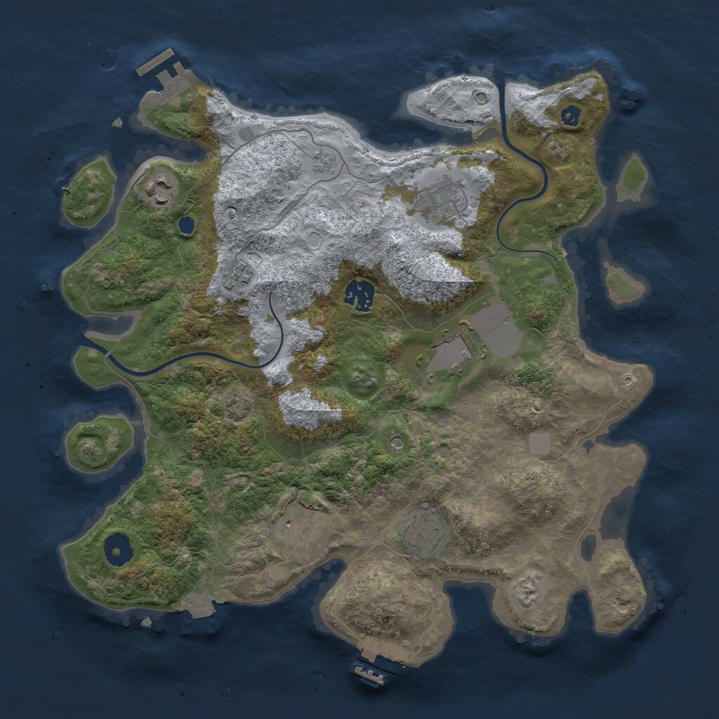 Rust Map: Procedural Map, Size: 3500, Seed: 1961284874, 13 Monuments
