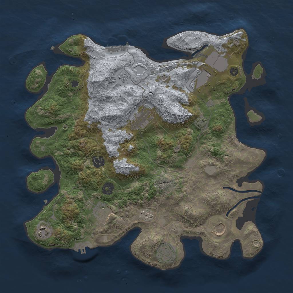 Rust Map: Procedural Map, Size: 3500, Seed: 1961284874, 16 Monuments