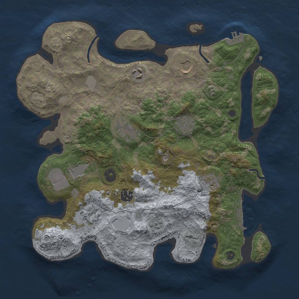 Rust Map: Procedural Map, Size: 3500, Seed: 723604502, 17 Monuments