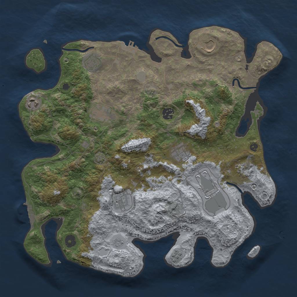 Rust Map: Procedural Map, Size: 3750, Seed: 71081509, 18 Monuments