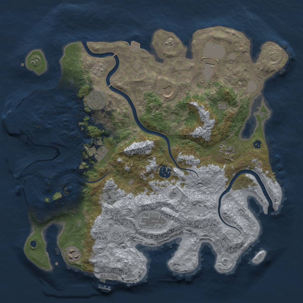 Rust Map: Procedural Map, Size: 3750, Seed: 71081509, 15 Monuments