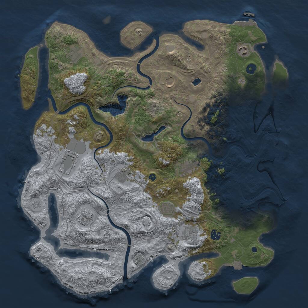 Rust Map: Procedural Map, Size: 4444, Seed: 123555341, 17 Monuments