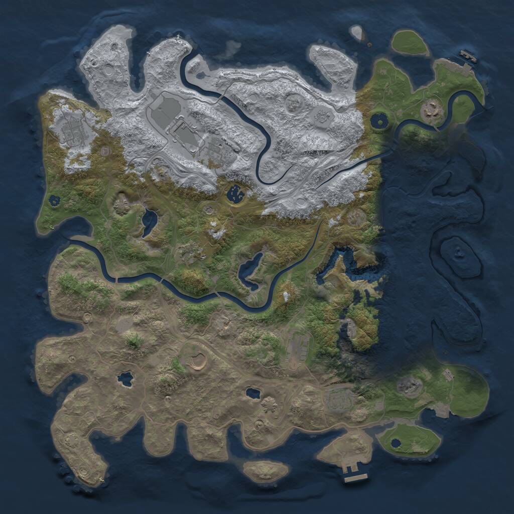 Rust Map: Procedural Map, Size: 4500, Seed: 476504691, 16 Monuments