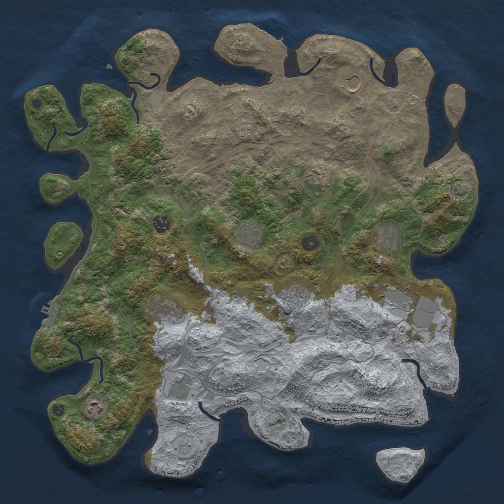 Rust Map: Procedural Map, Size: 4400, Seed: 54094123, 19 Monuments