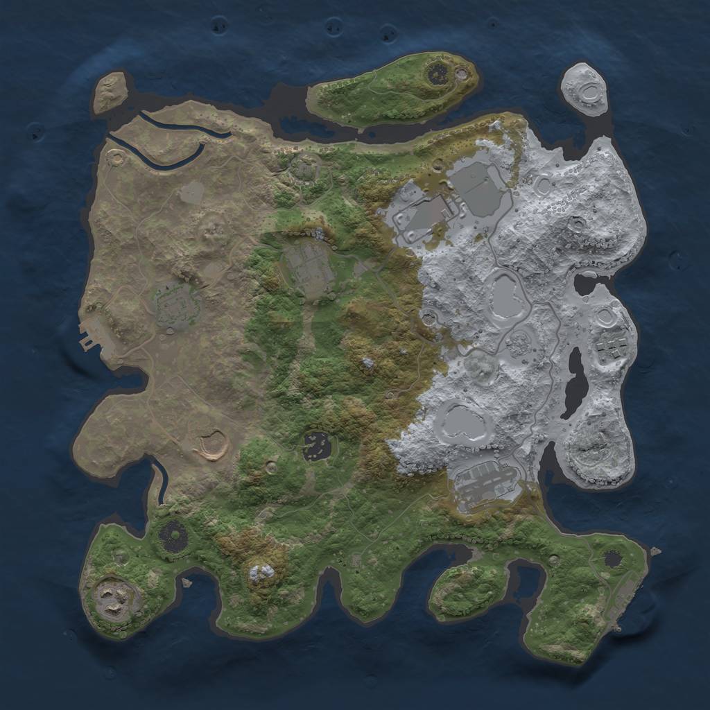 Rust Map: Procedural Map, Size: 3500, Seed: 1285408872, 16 Monuments
