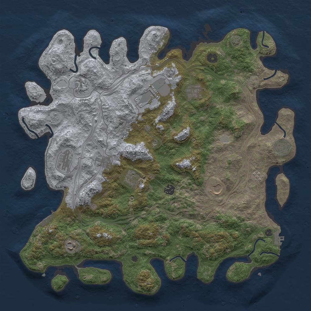 Rust Map: Procedural Map, Size: 4500, Seed: 1938727996, 19 Monuments