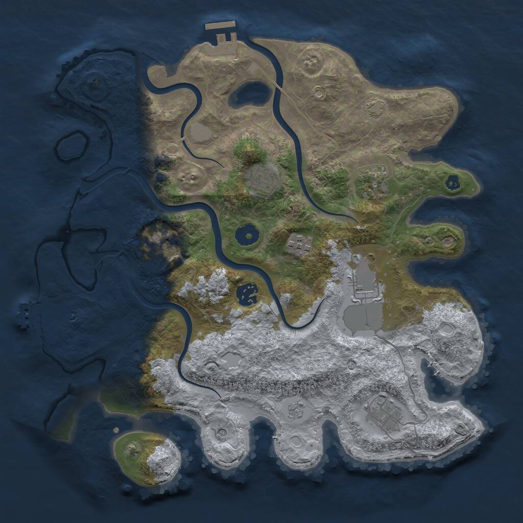 Rust Map: Procedural Map, Size: 3500, Seed: 1108831059, 13 Monuments
