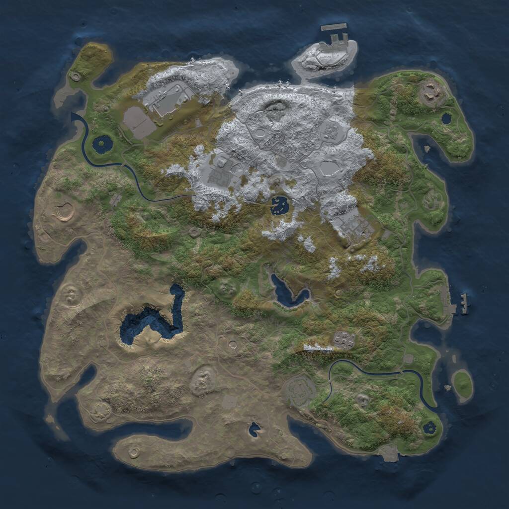 Rust Map: Procedural Map, Size: 4000, Seed: 1307617178, 14 Monuments