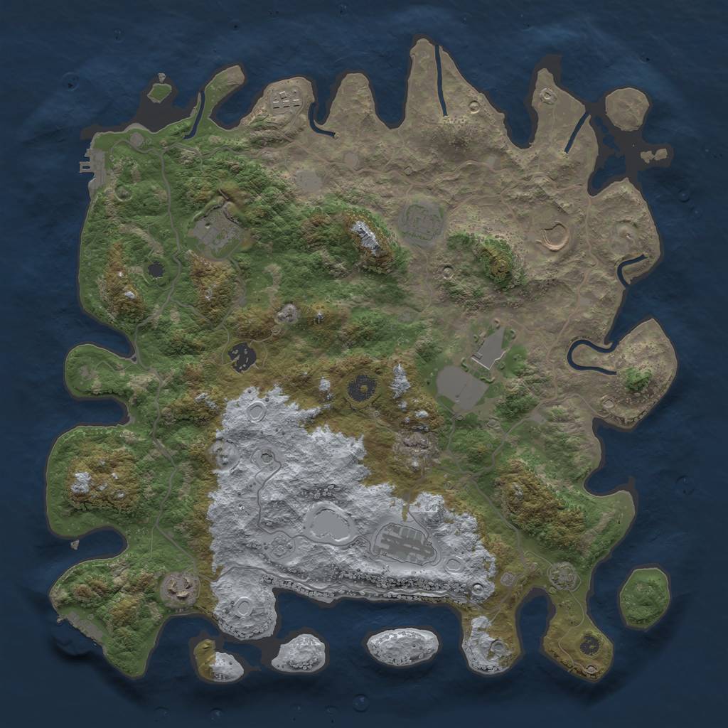 Rust Map: Procedural Map, Size: 4000, Seed: 334112166, 16 Monuments