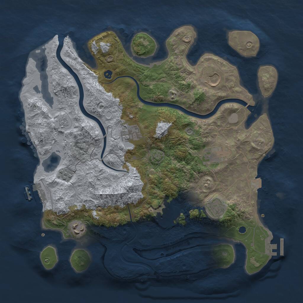 Rust Map: Procedural Map, Size: 3500, Seed: 850700806, 13 Monuments