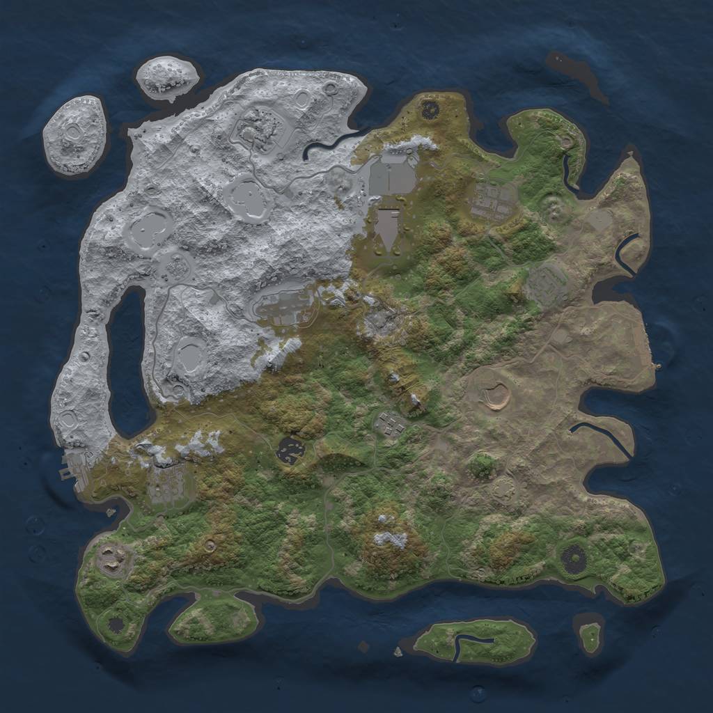 Rust Map: Procedural Map, Size: 3950, Seed: 12137399, 18 Monuments