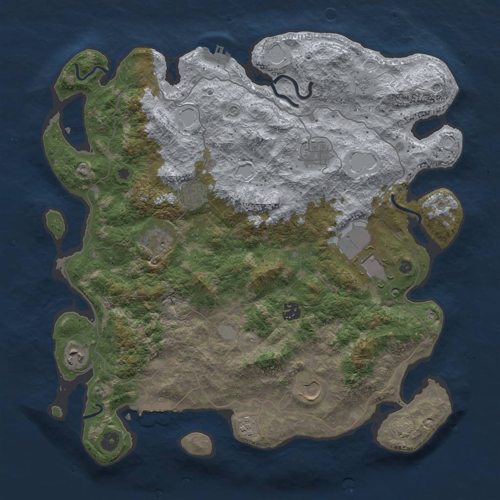 Rust Map: Procedural Map, Size: 4000, Seed: 2116560103, 16 Monuments