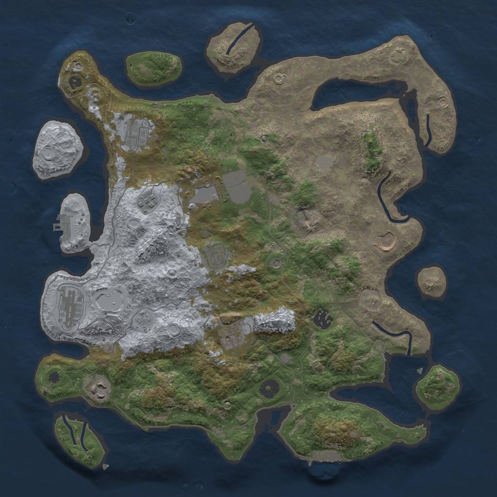 Rust Map: Procedural Map, Size: 3950, Seed: 46919915, 17 Monuments
