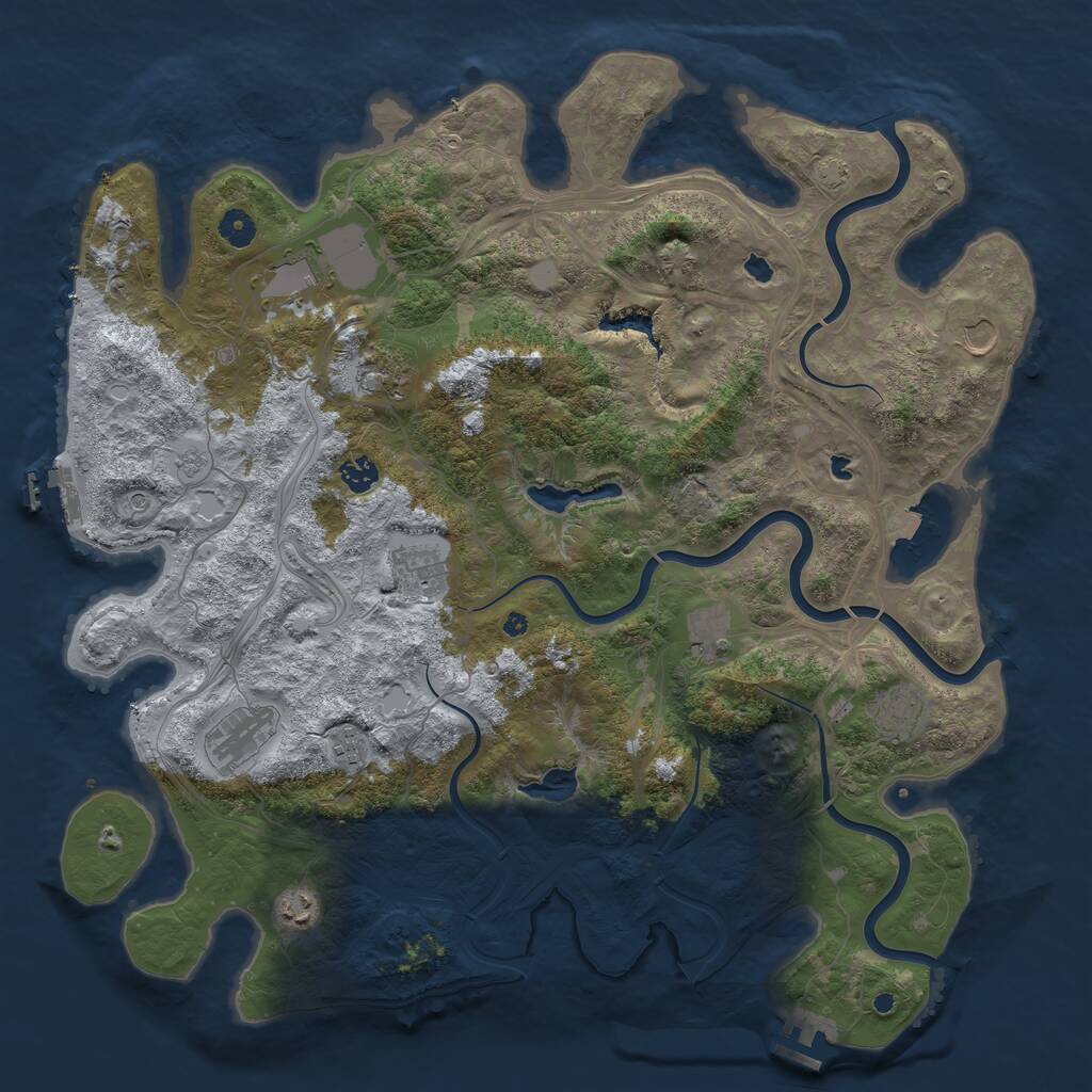 Rust Map: Procedural Map, Size: 4500, Seed: 6574, 16 Monuments