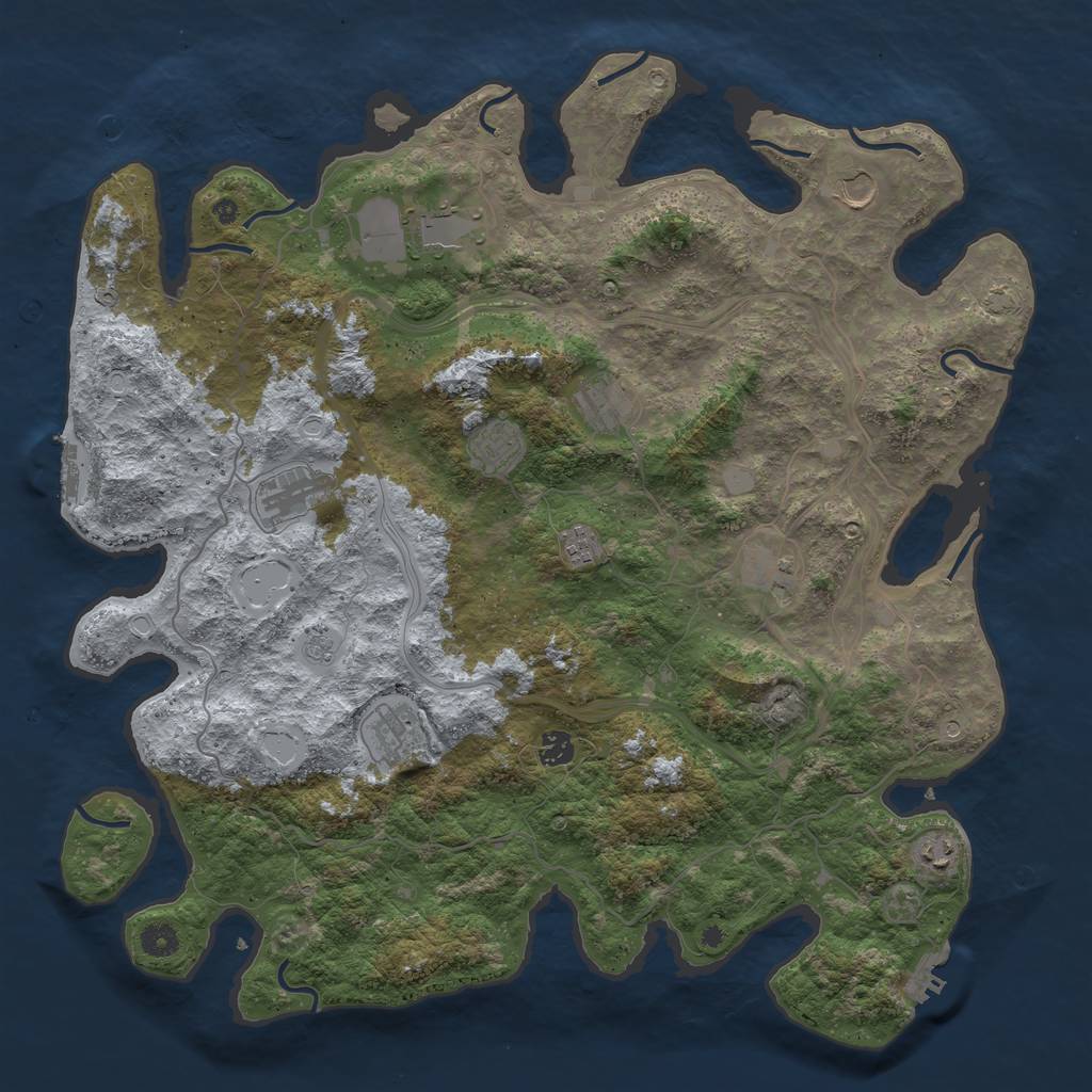 Rust Map: Procedural Map, Size: 4500, Seed: 6574, 18 Monuments