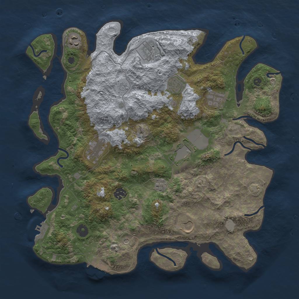 Rust Map: Procedural Map, Size: 3750, Seed: 51387390, 17 Monuments