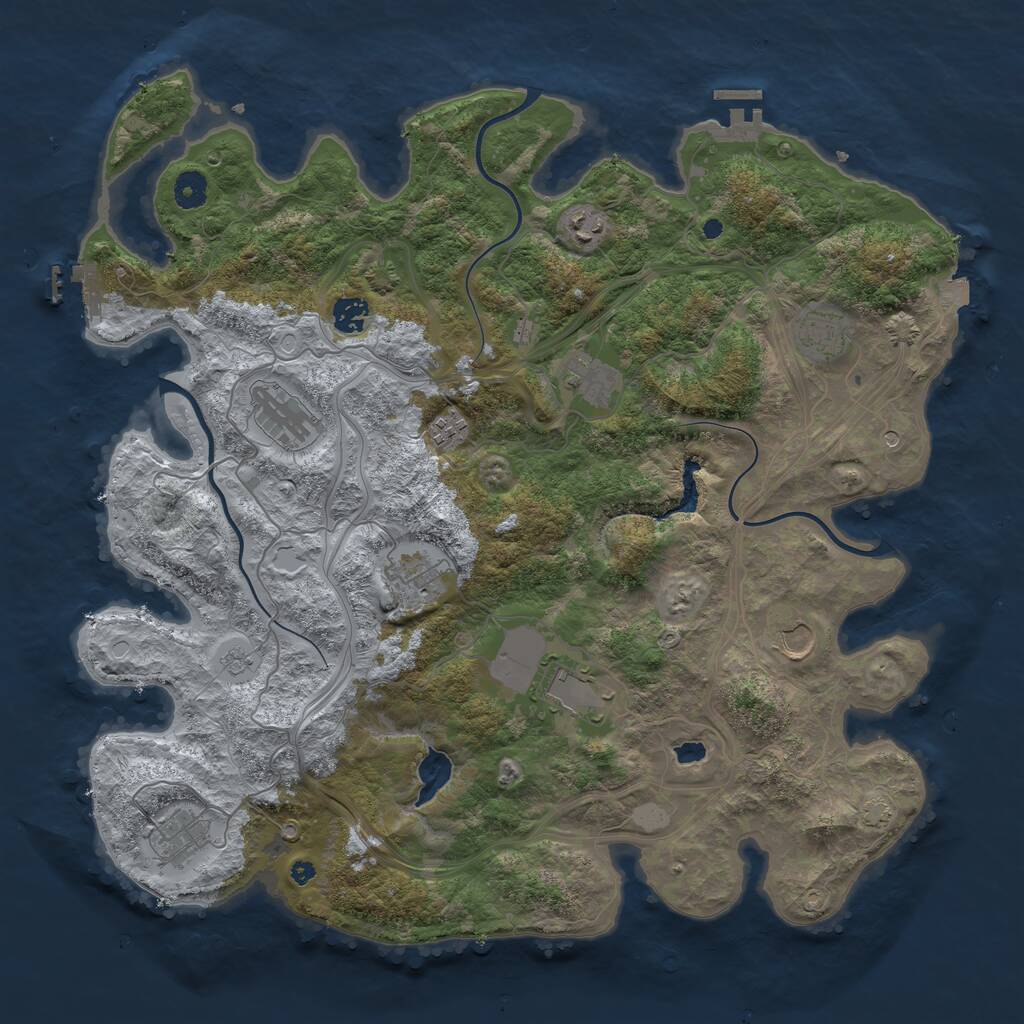 Rust Map: Procedural Map, Size: 4250, Seed: 1245344380, 16 Monuments