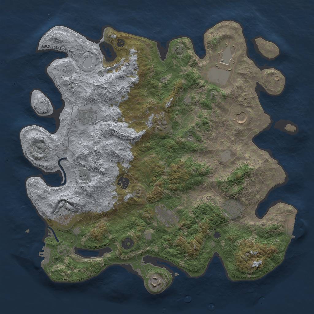 Rust Map: Procedural Map, Size: 3950, Seed: 24715289, 18 Monuments