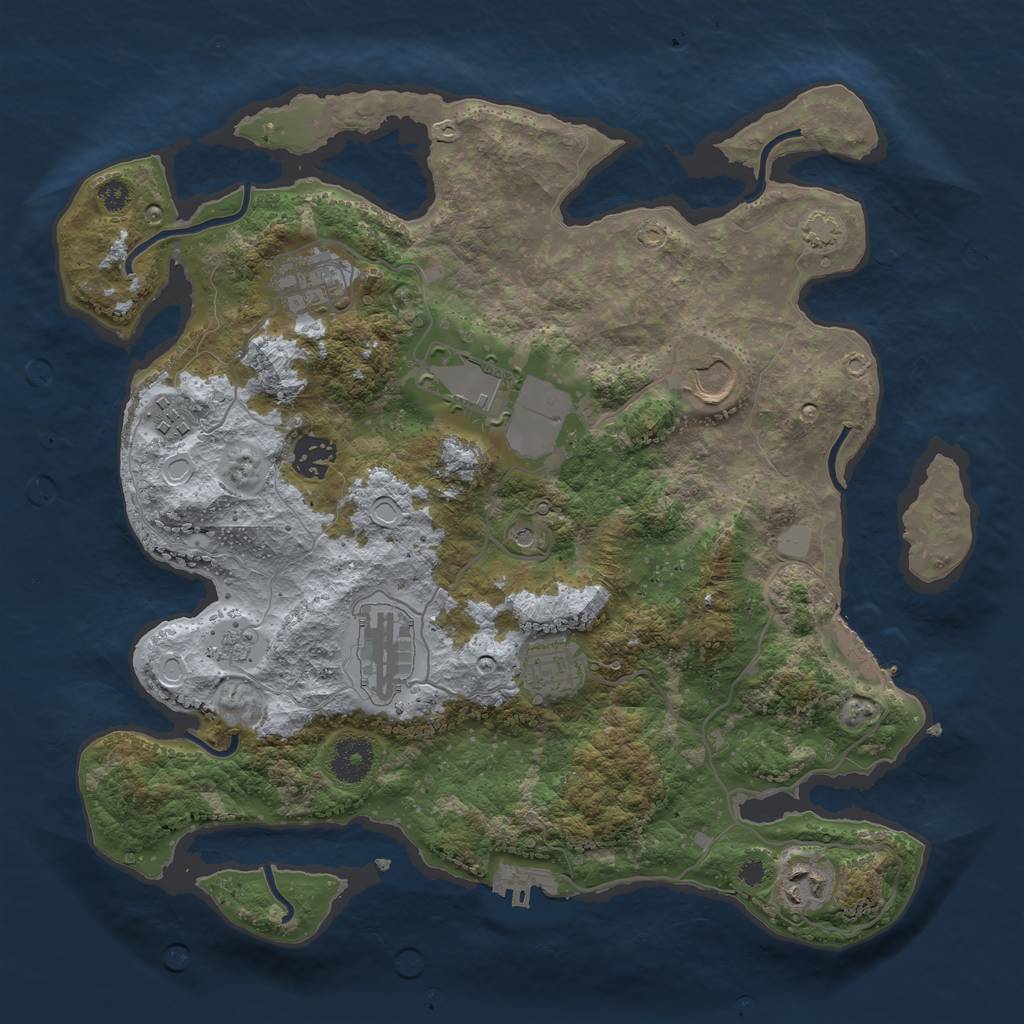 Rust Map: Procedural Map, Size: 3500, Seed: 1283396826, 16 Monuments