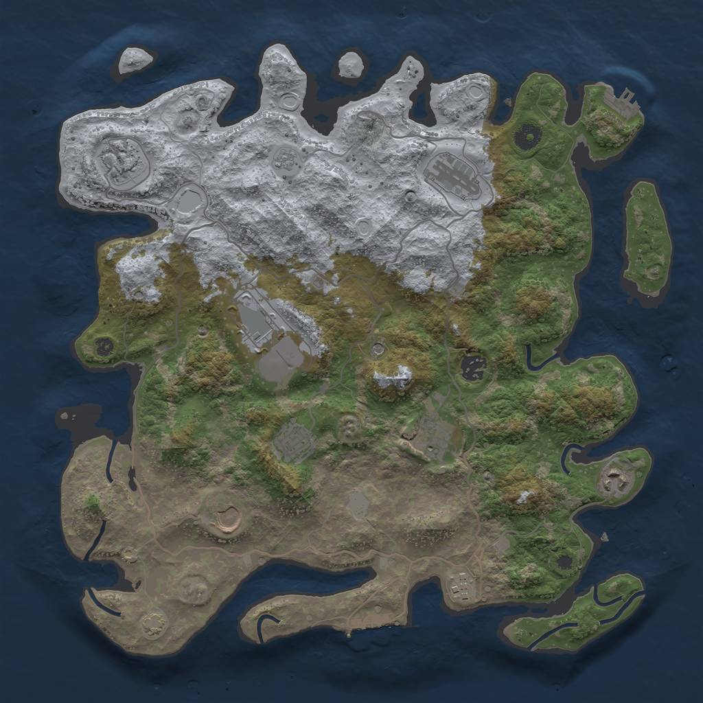 Rust Map: Procedural Map, Size: 4000, Seed: 1905952599, 17 Monuments