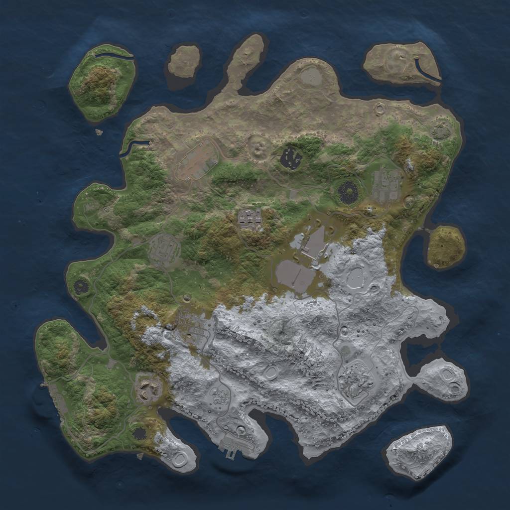 Rust Map: Procedural Map, Size: 3550, Seed: 81013839, 16 Monuments
