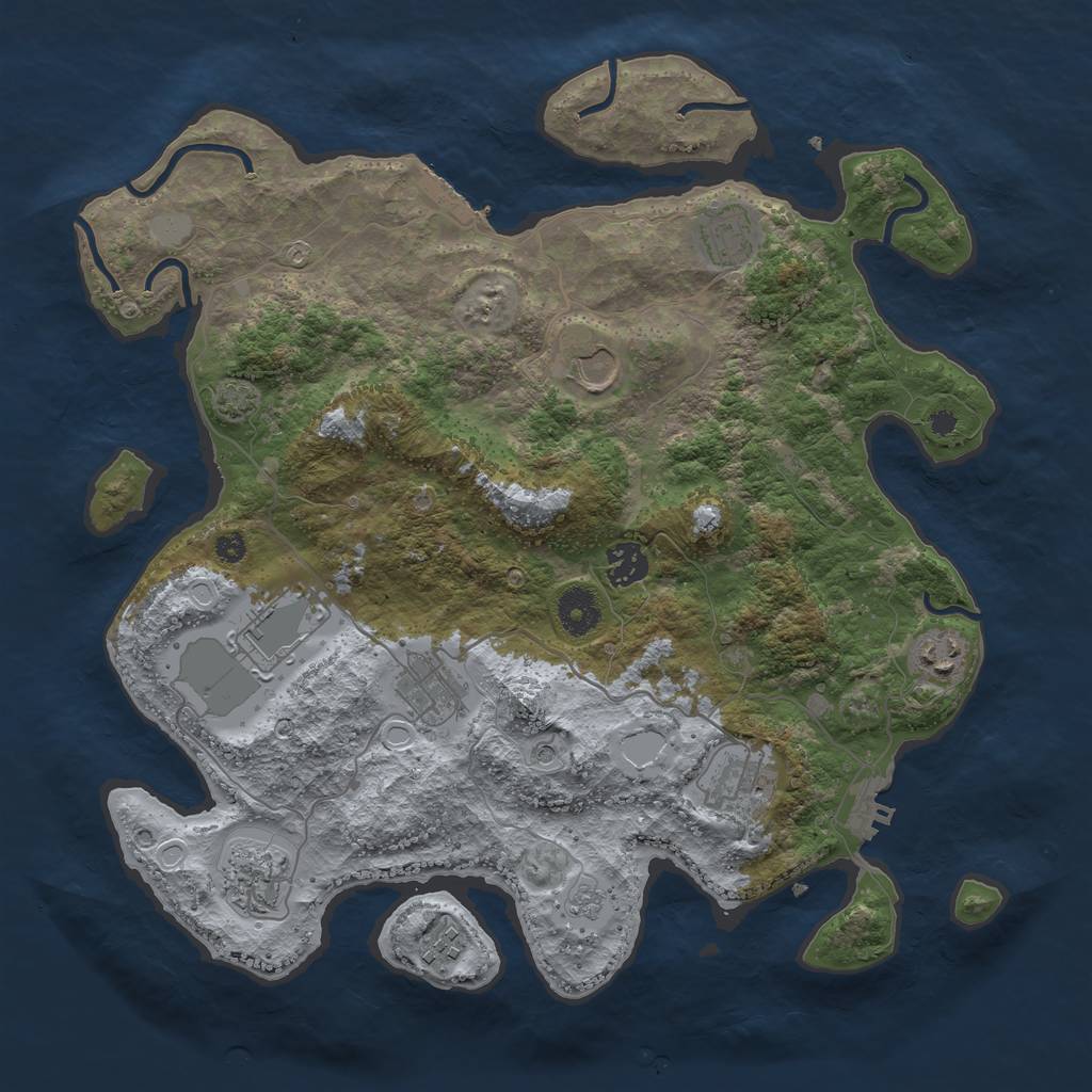 Rust Map: Procedural Map, Size: 3700, Seed: 70499236, 17 Monuments