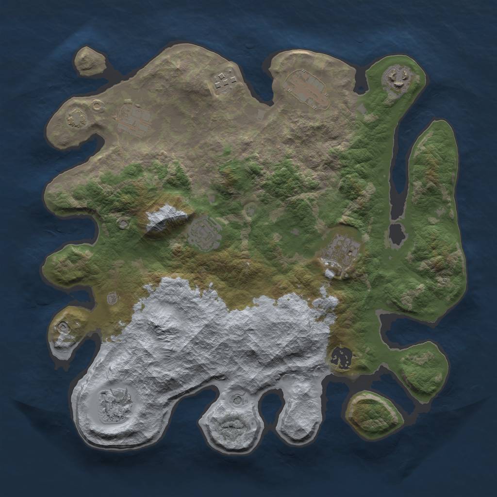 Rust Map: Barren, Size: 3400, Seed: 49319337, 12 Monuments