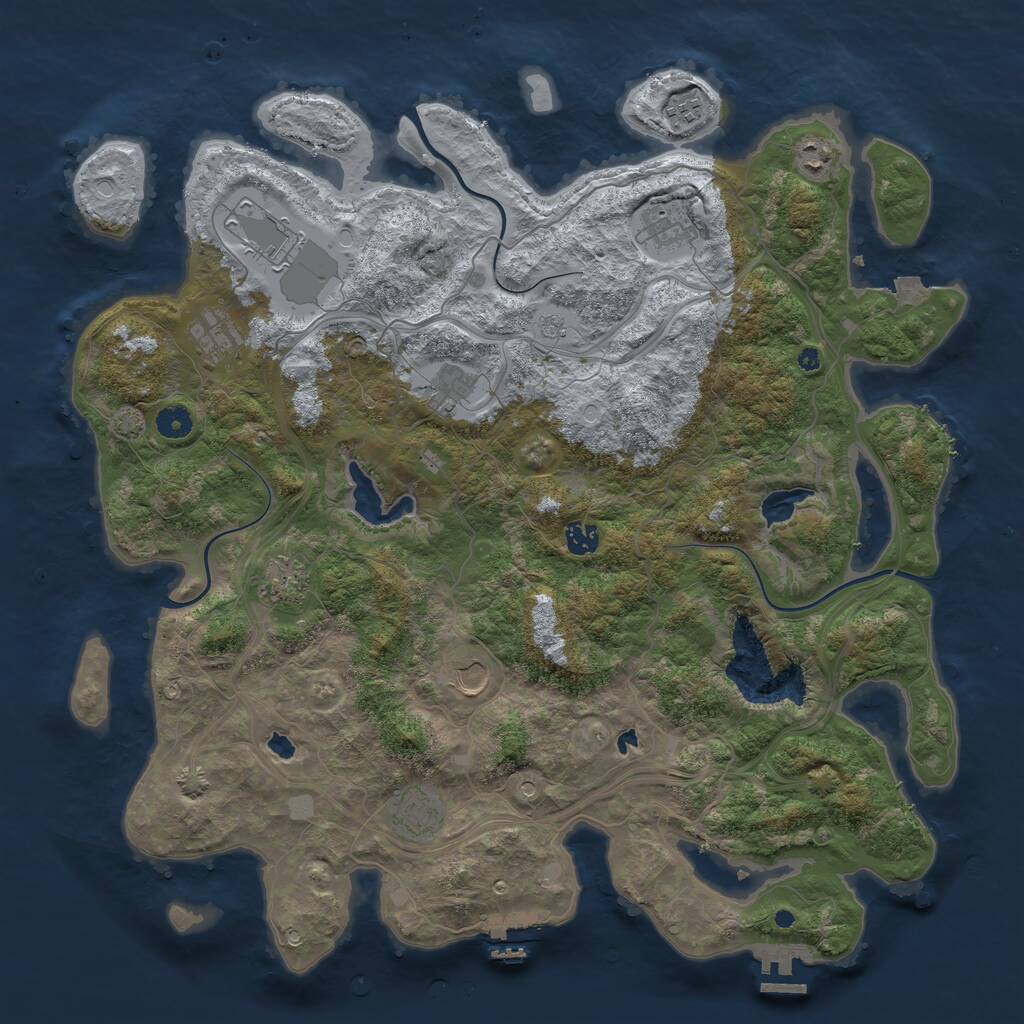 Rust Map: Procedural Map, Size: 4500, Seed: 1936604352, 16 Monuments