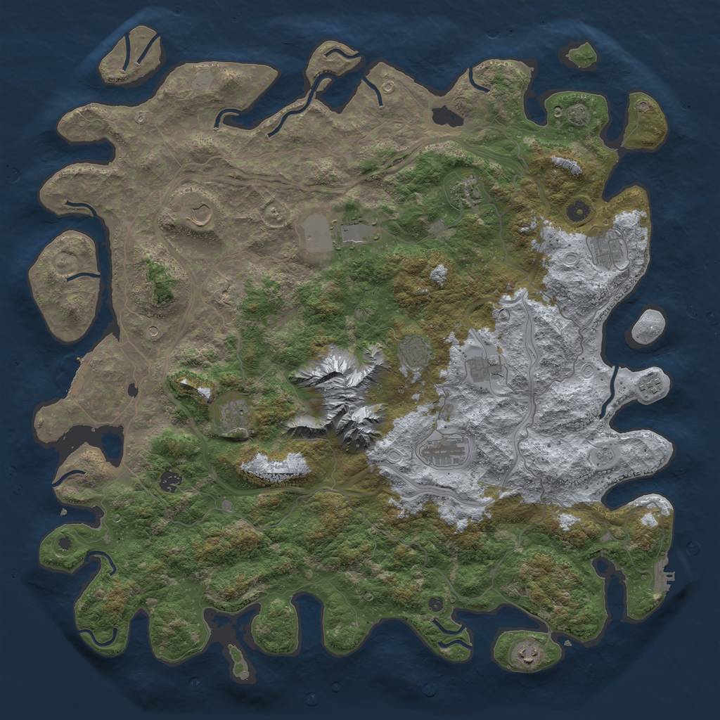 Rust Map: Procedural Map, Size: 5000, Seed: 1851928781, 19 Monuments