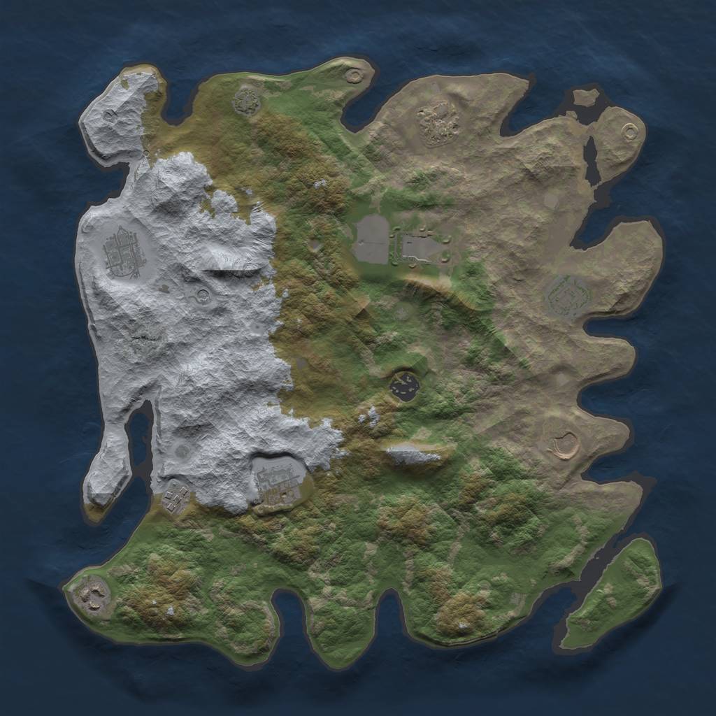 Rust Map: Barren, Size: 3900, Seed: 26047485, 13 Monuments