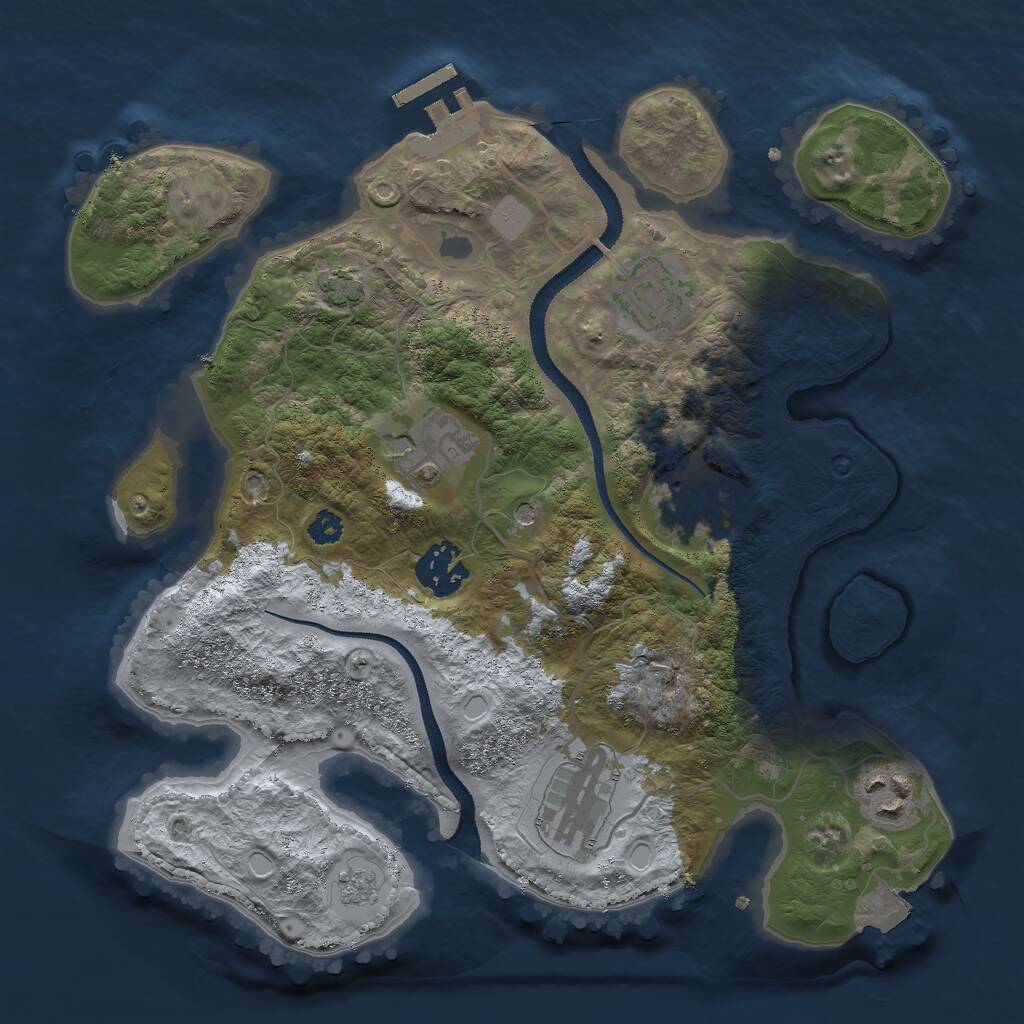 Rust Map: Procedural Map, Size: 3000, Seed: 853704437, 11 Monuments