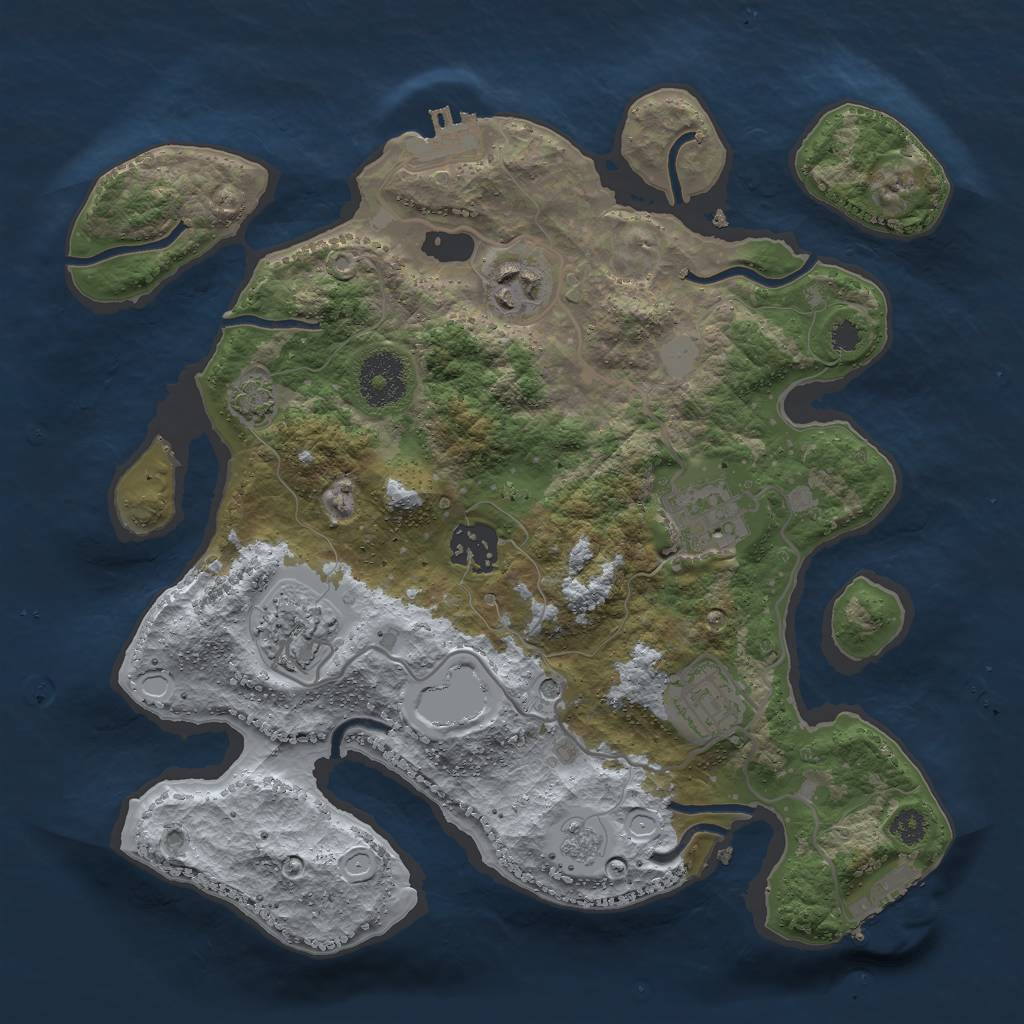 Rust Map: Procedural Map, Size: 3000, Seed: 853704437, 13 Monuments