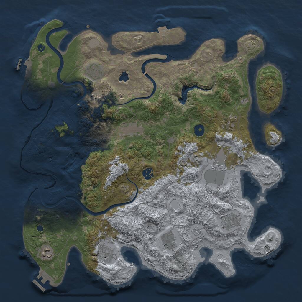 Rust Map: Procedural Map, Size: 4000, Seed: 28500, 16 Monuments