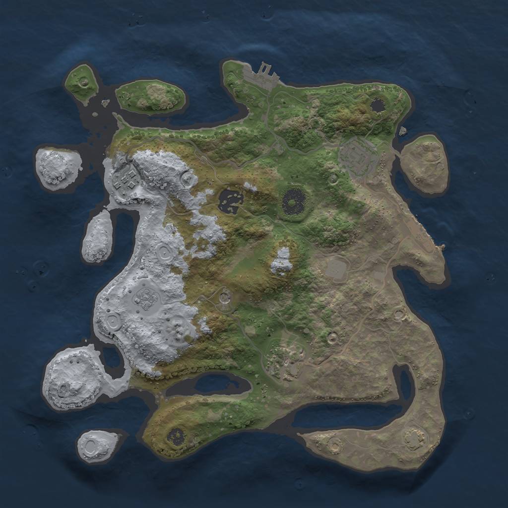 Rust Map: Procedural Map, Size: 3000, Seed: 905855862, 12 Monuments