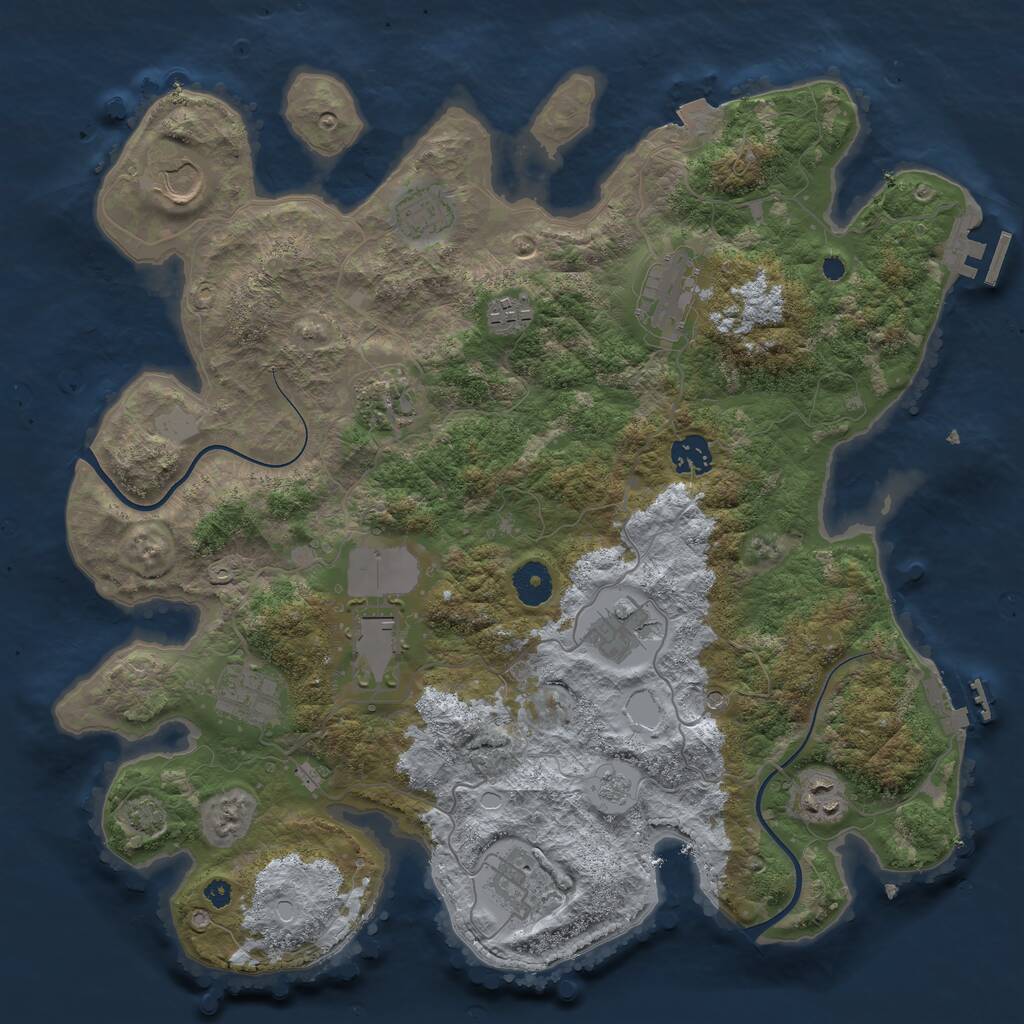 Rust Map: Procedural Map, Size: 3750, Seed: 75902336, 17 Monuments