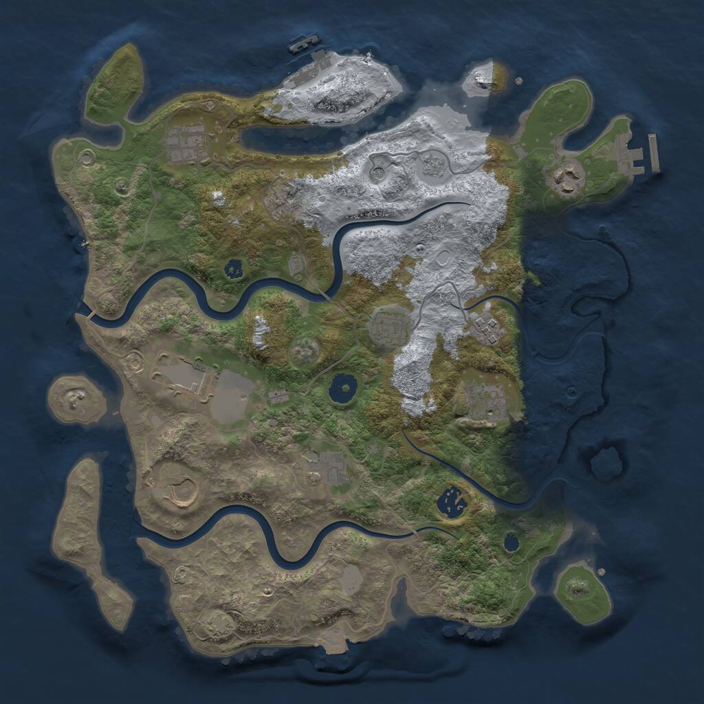 Rust Map: Procedural Map, Size: 3650, Seed: 1640534, 15 Monuments