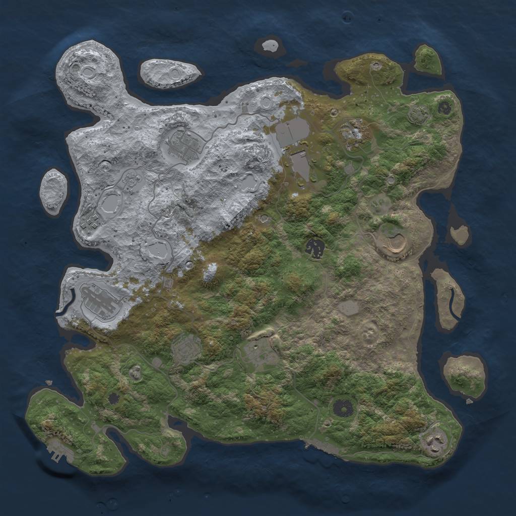 Rust Map: Procedural Map, Size: 3950, Seed: 90501177, 18 Monuments