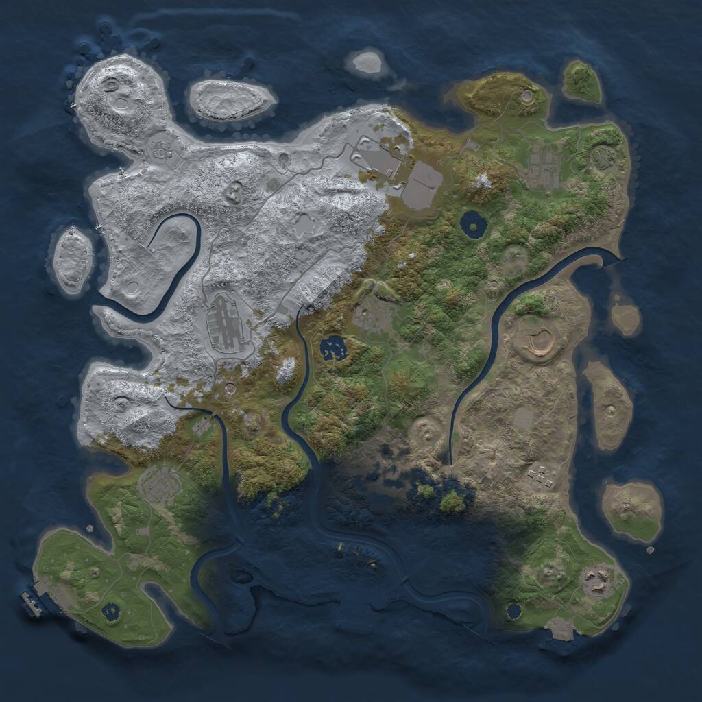Rust Map: Procedural Map, Size: 3950, Seed: 90501177, 16 Monuments